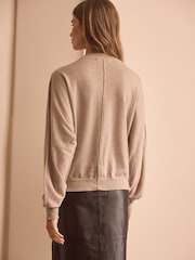 Nevtralno - Premium 100% Merino volna gumb pletena jopa - Slika 3 iz 6