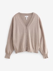 Nevtralno - Premium 100% Merino volna gumb pletena jopa - Slika 5 iz 6