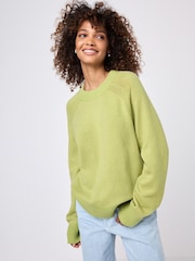 Lime Green Premium 100% Lambswool Crew Neck Jumper - Image 2 of 6