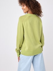 Lime Green Premium 100% Lambswool Crew Neck Jumper - Image 3 of 6