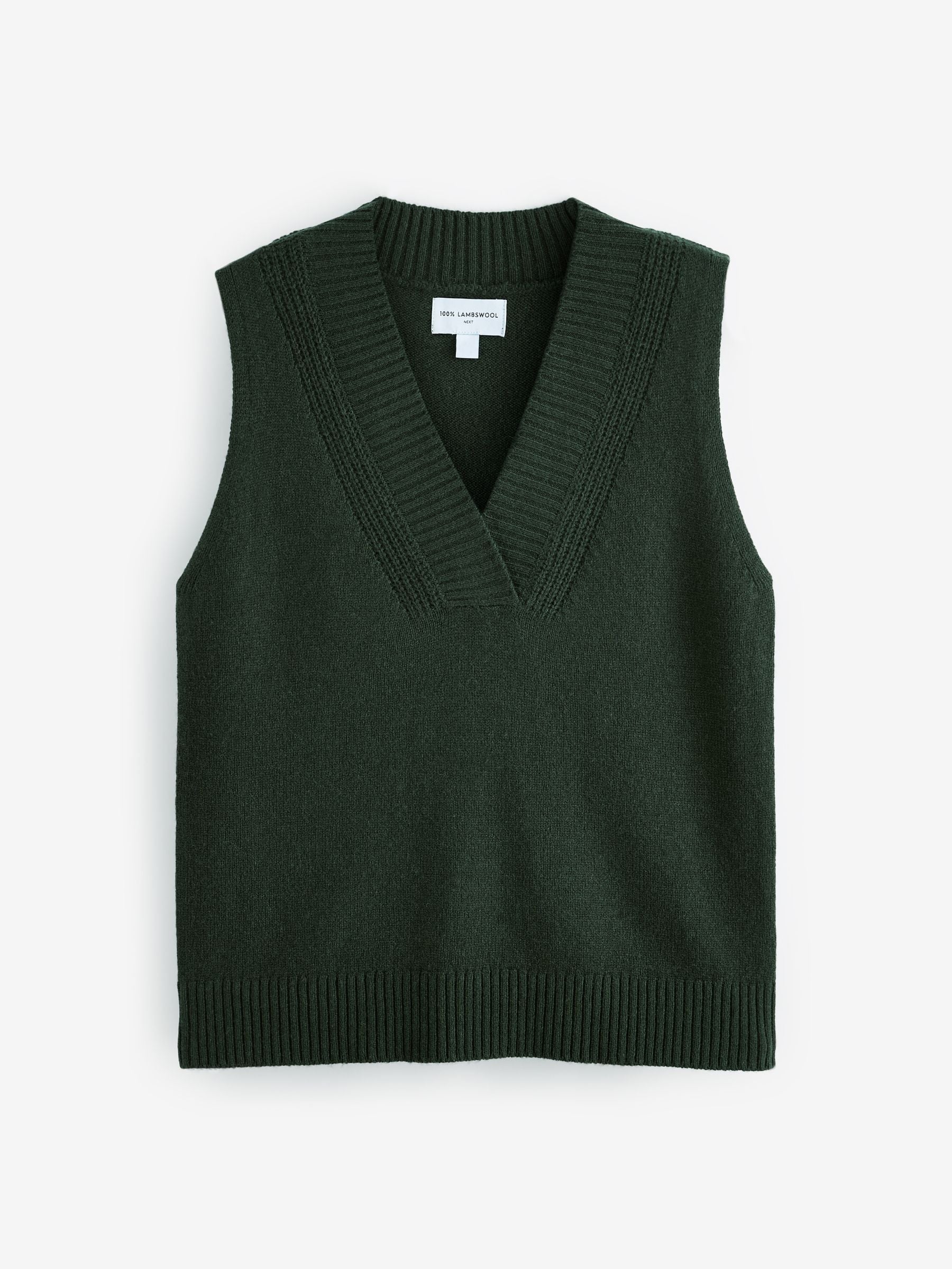 Buy Khaki Green Premium 100% Lambswool Sleeveless V-Neck Knitted Vest Tank  Top from Next Luxembourg