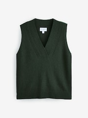 Khaki Green Premium 100% Lambswool Sleeveless V-Neck Knitted Vest Tank Top - Image 6 of 7