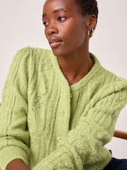 Green Gold Button Stitch Crew Cardigan - Image 4 of 8