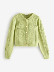 Green Gold Button Stitch Crew Cardigan - Image 6 of 8