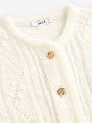 Ecru White Gold Button Stitch Crew Cardigan - Image 6 of 7