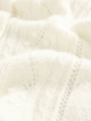 Ecru White Gold Button Stitch Crew Cardigan - Image 7 of 7