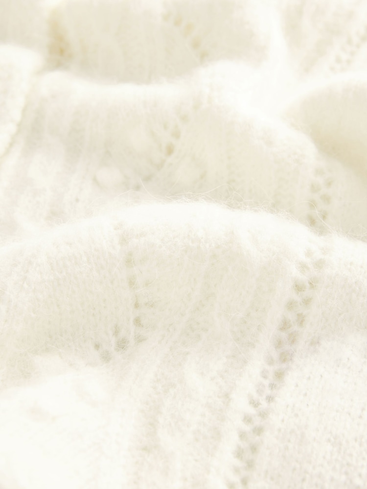 Ecru White Gold Button Stitch Crew Cardigan - Image 7 of 7