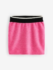 Bright Pink Contrast Fitted Short Cable Knitted Mini Skirt - Image 6 of 7