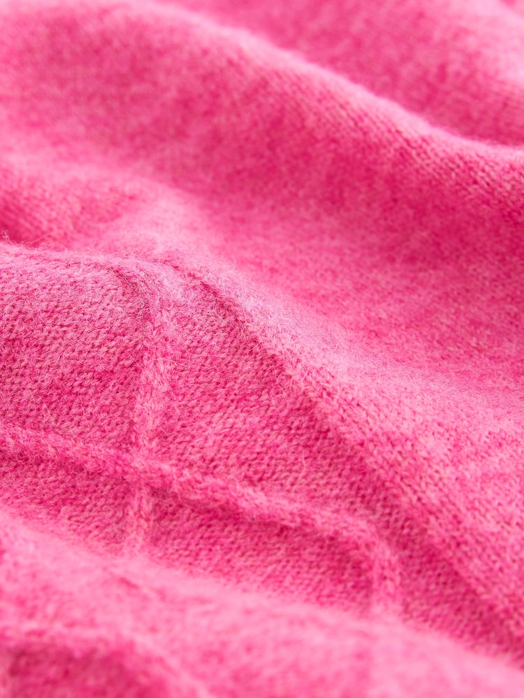 Bright Pink Contrast Fitted Short Cable Knitted Mini Skirt - Image 7 of 7