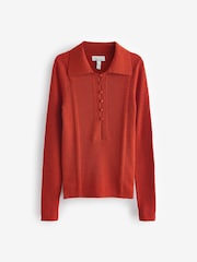 Orange Premium 100% Merino Wool Polo Collar Jumper - Image 5 of 6