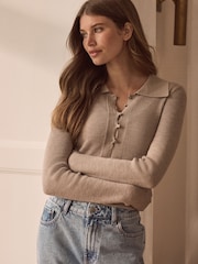 Neutral Premium 100% Merino Wool Polo Collar Jumper - Image 2 of 6