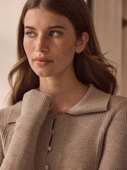 Neutral Premium 100% Merino Wool Polo Collar Jumper - Image 4 of 6