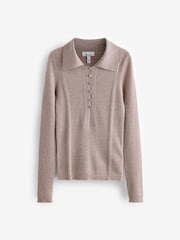 Neutral Premium 100% Merino Wool Polo Collar Jumper - Image 5 of 6