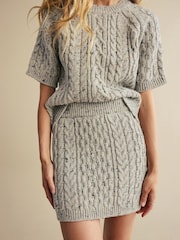 Grey Cable Knitted Mini Skirt With Wool - Image 4 of 6