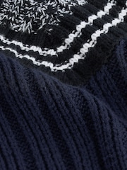 Navy Blue Contrast Tipped V-Neck Pullover Ribbed Knitted Jumper - Image 6 of 6