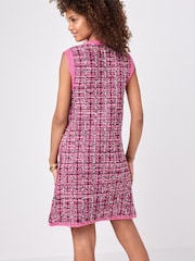 Pink - Ärmelloses kurzes A-Linien-Strickkleid mit Knopfleiste - Bild 3 von 7