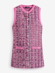 Pink - Ärmelloses kurzes A-Linien-Strickkleid mit Knopfleiste - Bild 5 von 7