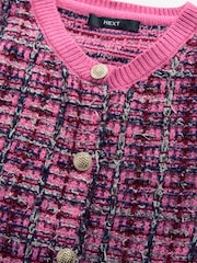 Pink - Ärmelloses kurzes A-Linien-Strickkleid mit Knopfleiste - Bild 6 von 7