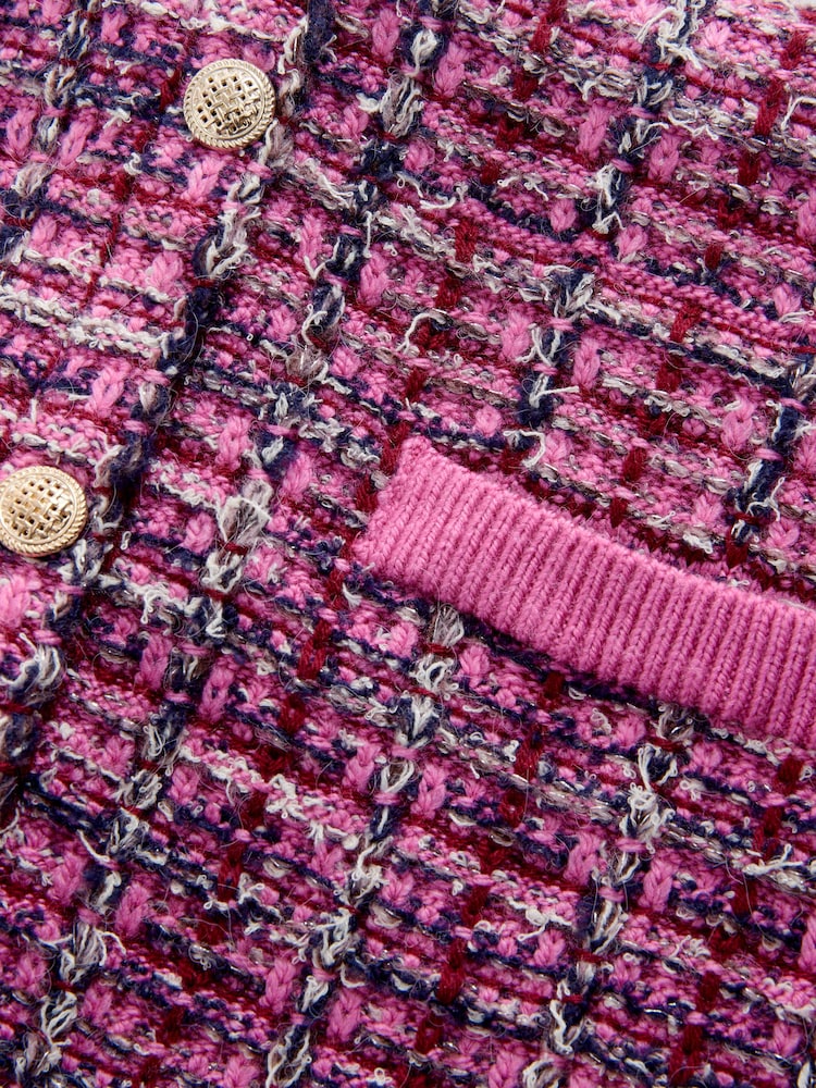 Pink - Ärmelloses kurzes A-Linien-Strickkleid mit Knopfleiste - Bild 7 von 7 Pink - Ärmelloses kurzes A-Linien-Strickkleid mit Knopfleiste - Bild 7 von 7