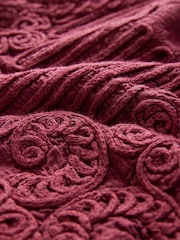 Burgundy Red Crochet Knitted Woven Mix Blouse Top - Image 7 of 7