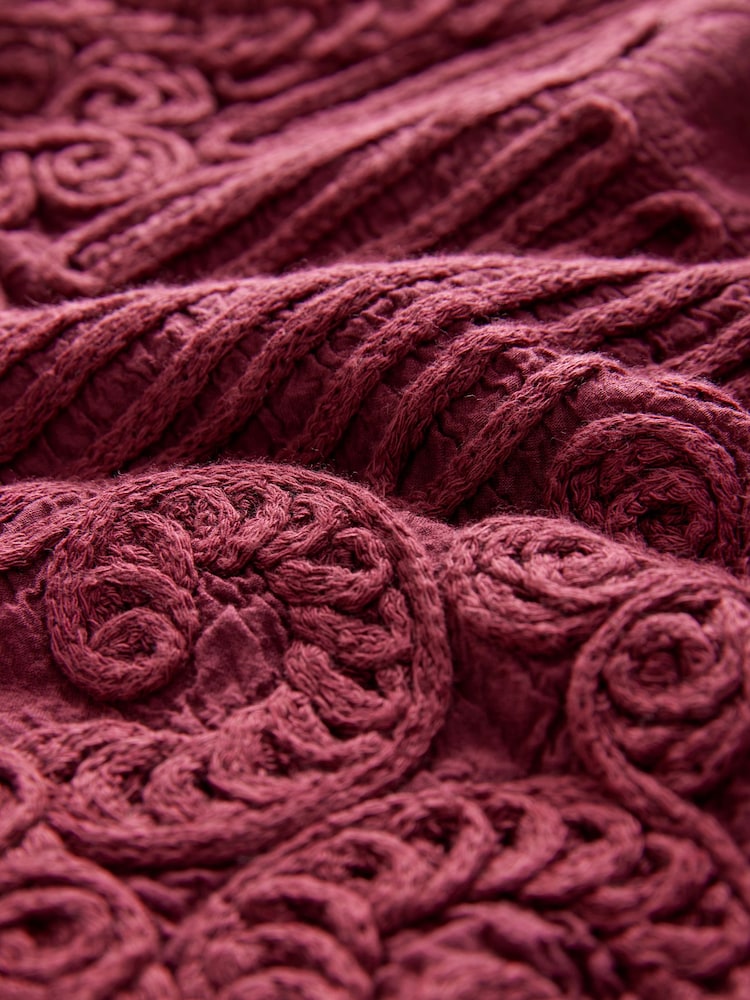 Burgundy Red Crochet Knitted Woven Mix Blouse Top - Image 7 of 7