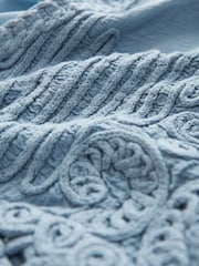 Chambray Blue Crochet Knitted Woven Mix Blouse Top - Image 5 of 5