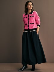 Bright Pink Smart Contrast Tipped Knitted Co-ord Jacket - Image 2 of 9