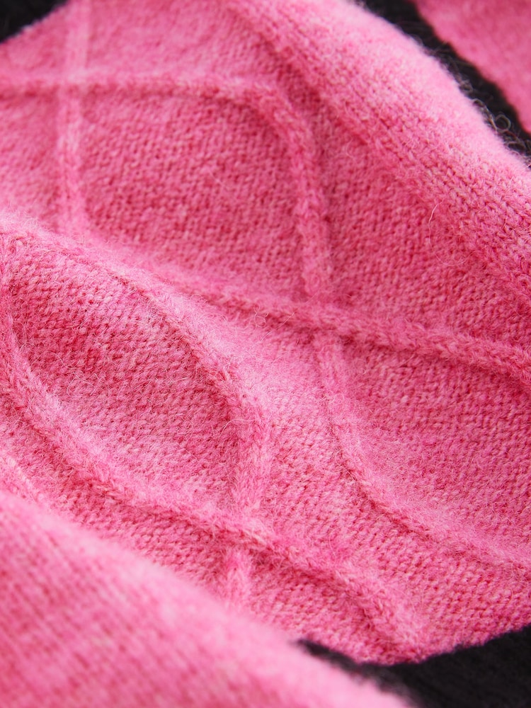 Bright Pink Smart Contrast Tipped Knitted Co-ord Jacket - Image 9 of 9