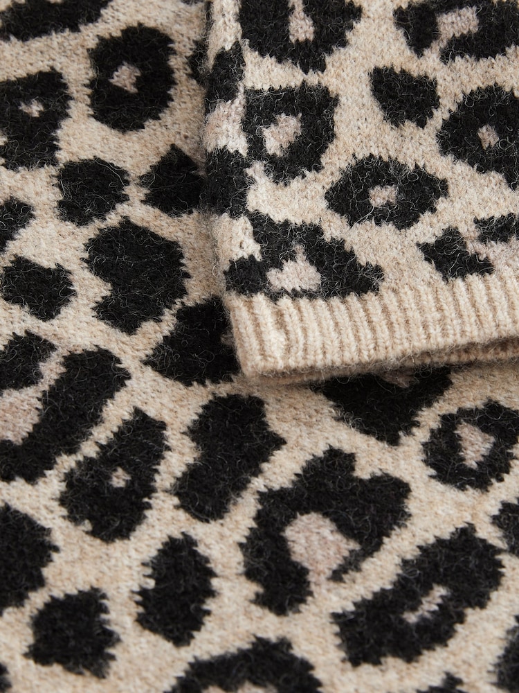 Neutral Brown Leopard Animal Print Short Knitted Mini Skirt - Image 6 of 6 Neutral Brown Leopard Animal Print Short Knitted Mini Skirt - Image 6 of 6