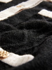 Black White Smart Contrast Tipped Knitted Co-ord Jacket - Image 6 of 6