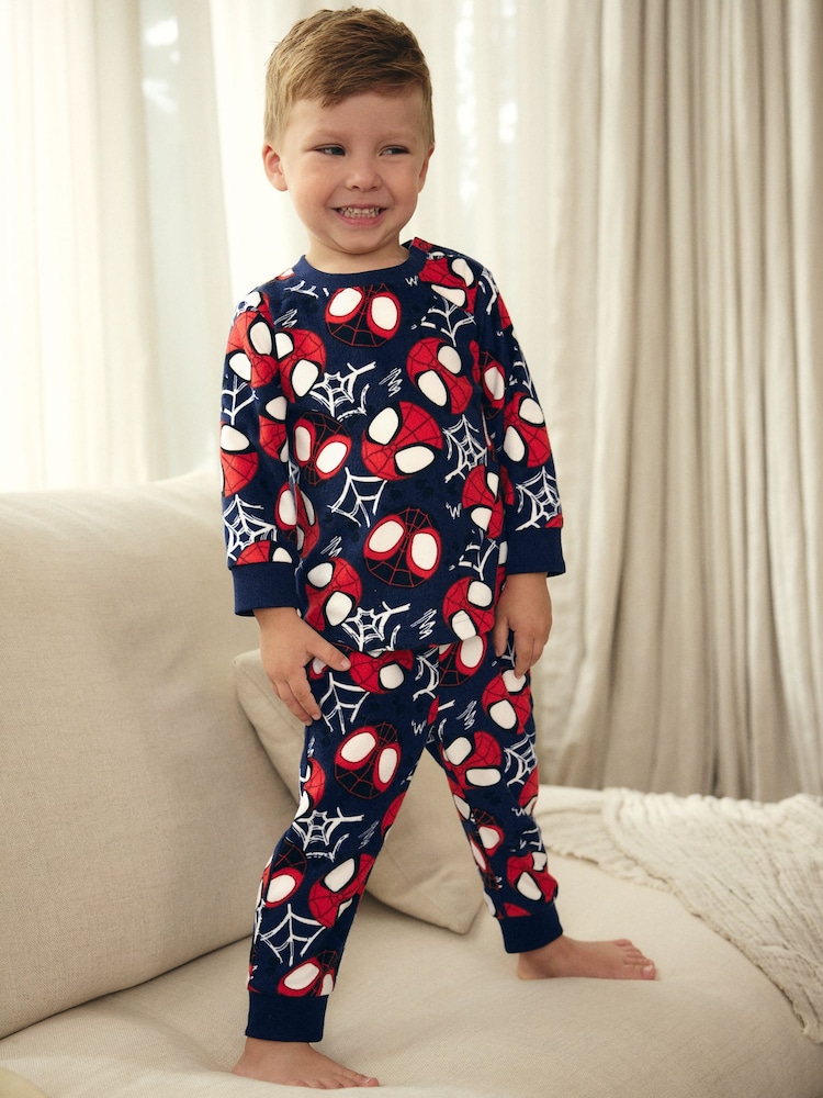 Red/Navy Spiderman Single Soft Touch Fleece with Elastane (12mths-10yrs) - Image 1 of 6