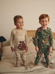 Khaki/Cream Gruffalo Snuggle Pyjamas 2 Pack (9mths-9yrs) - Image 1 of 10