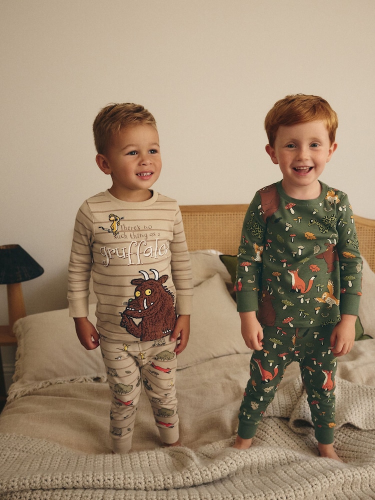 Khaki/Cream Gruffalo Snuggle Pyjamas 2 Pack (9mths-9yrs) - Image 1 of 10