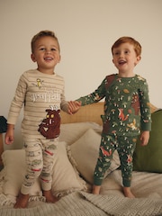 Khaki/Cream Gruffalo Snuggle Pyjamas 2 Pack (9mths-9yrs) - Image 2 of 10