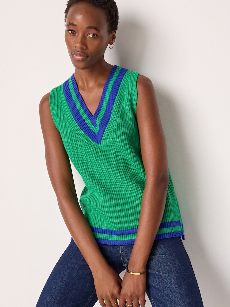 Bright Green Longline Sleeveless Ribbed V-Neck Knitted Tank Vest Top - Image 2 of 7