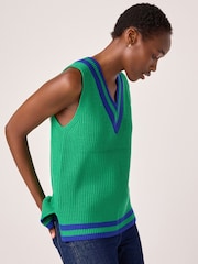Bright Green Longline Sleeveless Ribbed V-Neck Knitted Tank Vest Top - Image 3 of 7