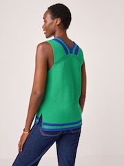 Bright Green Longline Sleeveless Ribbed V-Neck Knitted Tank Vest Top - Image 4 of 7