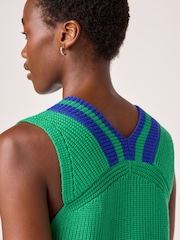 Bright Green Longline Sleeveless Ribbed V-Neck Knitted Tank Vest Top - Image 5 of 7