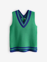 Bright Green Longline Sleeveless Ribbed V-Neck Knitted Tank Vest Top - Image 6 of 7