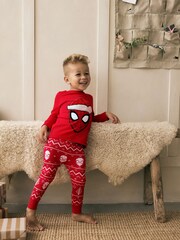 Red Christmas Spiderman 100% Cotton Single Snuggle Pyjamas (12mths-10yrs) - Image 1 of 2