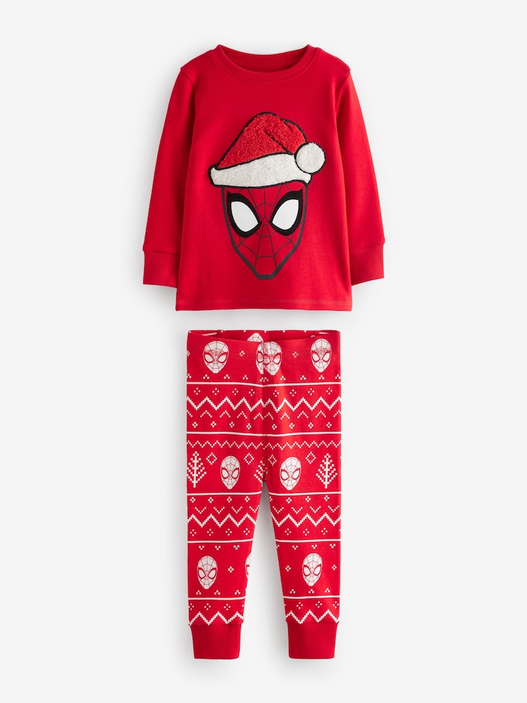 Red Christmas Spiderman 100% Cotton Single Snuggle Pyjamas (12mths-10yrs) - Image 2 of 2