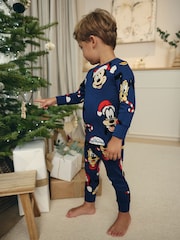 موديل Mickey and Friends كحلي - Single Long Sleeves 100% Cotton Pyjamas (9mths-10yrs) (9mths-10yrs) - صورة 1 من 5