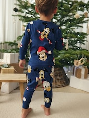 موديل Mickey and Friends كحلي - Single Long Sleeves 100% Cotton Pyjamas (9mths-10yrs) (9mths-10yrs) - صورة 3 من 5