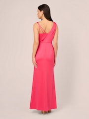 Adrianna Papell Pink Asymmetric Satin Crepe Gown - Image 2 of 7