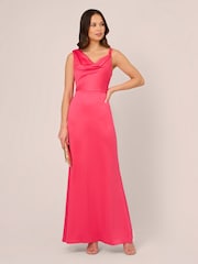 Adrianna Papell Pink Asymmetric Satin Crepe Gown - Image 3 of 7