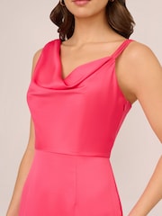 Adrianna Papell Pink Asymmetric Satin Crepe Gown - Image 4 of 7