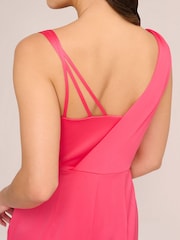 Adrianna Papell Pink Asymmetric Satin Crepe Gown - Image 5 of 7
