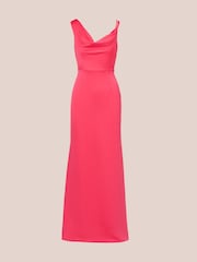 Adrianna Papell Pink Asymmetric Satin Crepe Gown - Image 6 of 7