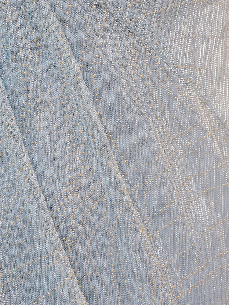 Adrianna Papell Blue Metallic Mesh Cascade Gown - Image 7 of 7