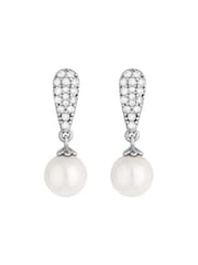 Jon Richard Silver Tone Teardrop Pearl Drop Earrings - Image 1 of 2